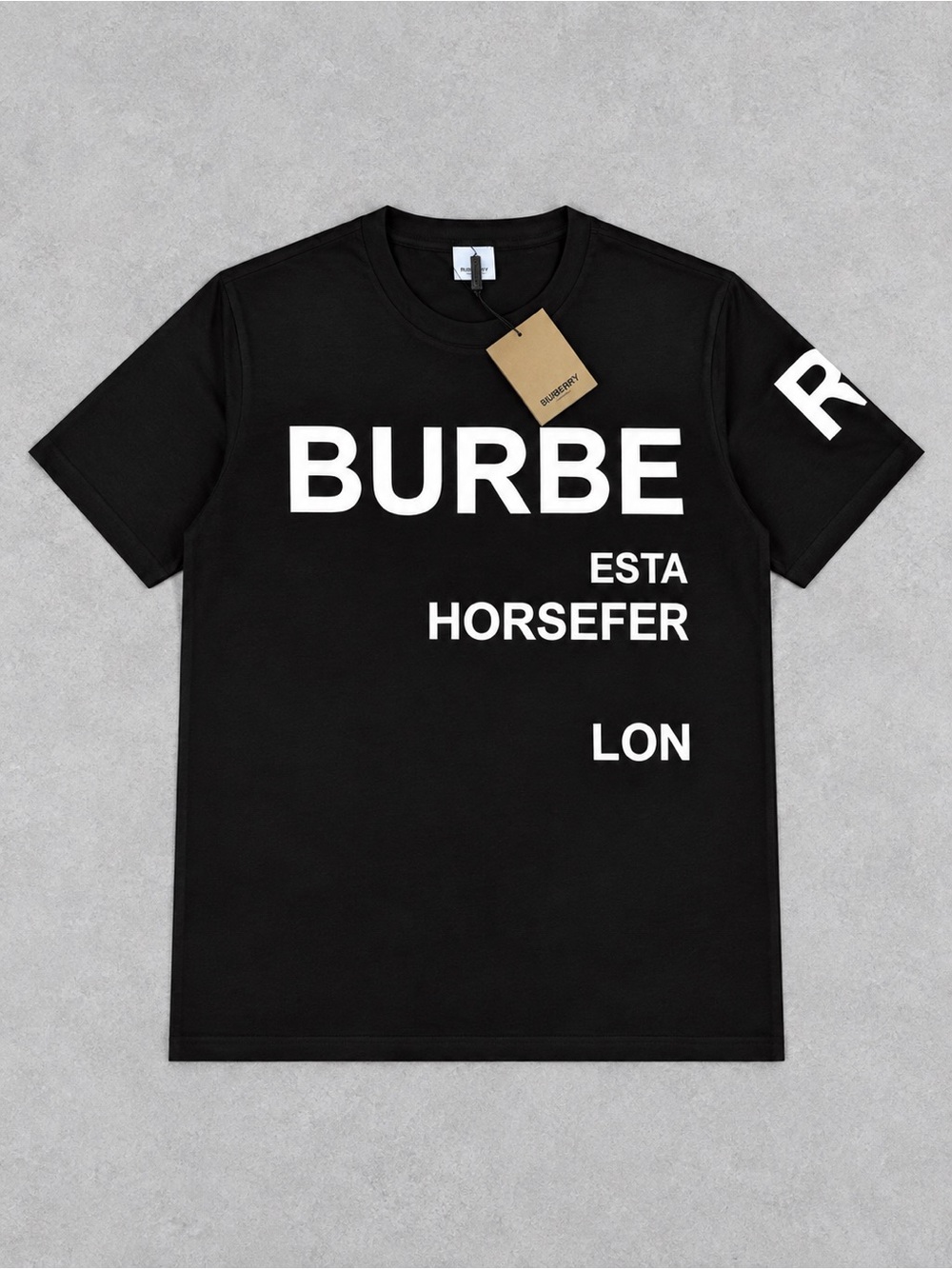 Burberry Black Tee with White Block Logo